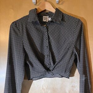 PRINCESS POLLY Black & White Check Button Up Blouse Size 8